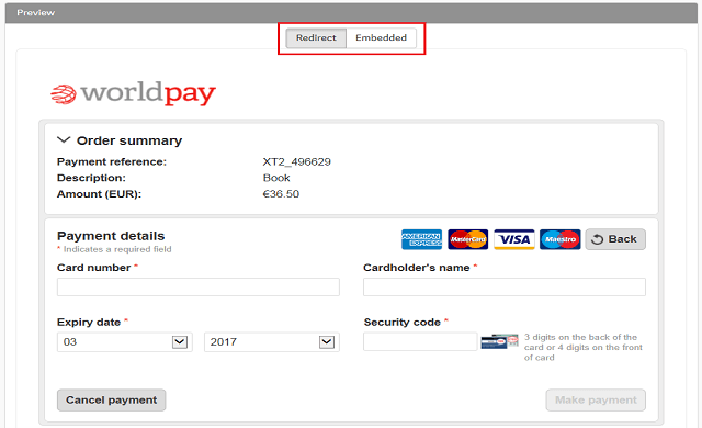 Worldpay screenshot